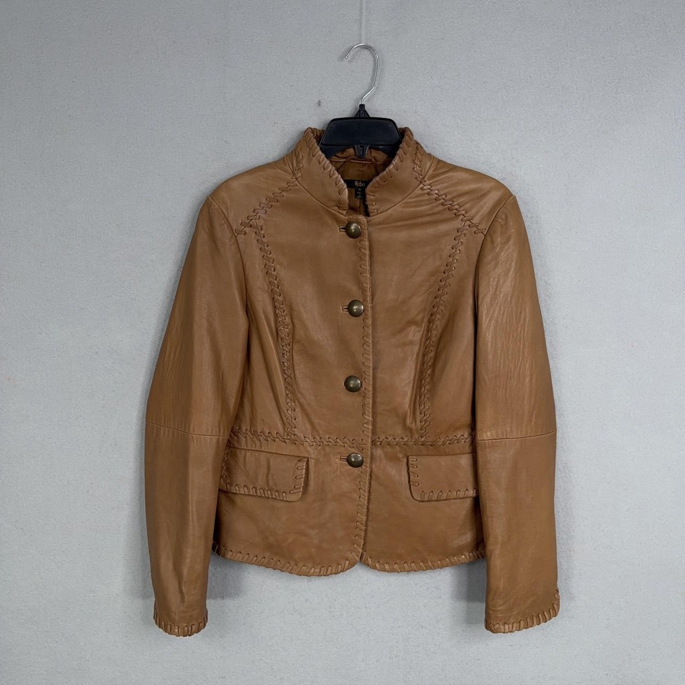 Reba Jacket Womens Medium Brown Leather Western Whipstitch Button Front Ladies